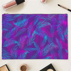 Leaf-pattern-with-neon-purple-background Cosmetic Bag (xxl)