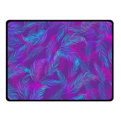 Leaf-pattern-with-neon-purple-background Double Sided Fleece Blanket (small)  by Jancukart