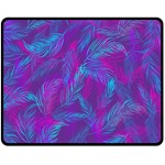 Leaf-pattern-with-neon-purple-background Double Sided Fleece Blanket (Medium)  58.8 x47.4  Blanket Front