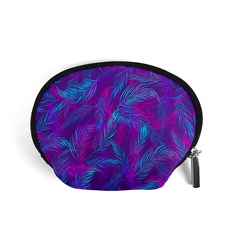 Leaf-pattern-with-neon-purple-background Accessory Pouch (small)