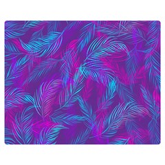 Leaf-pattern-with-neon-purple-background Double Sided Flano Blanket (medium) 