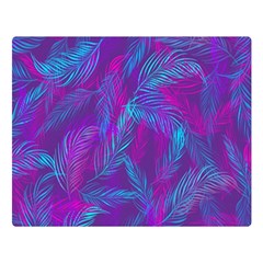 Leaf-pattern-with-neon-purple-background Double Sided Flano Blanket (large) 