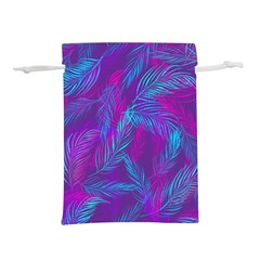 Leaf-pattern-with-neon-purple-background Lightweight Drawstring Pouch (m)