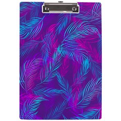 Leaf-pattern-with-neon-purple-background A4 Clipboard by Jancukart