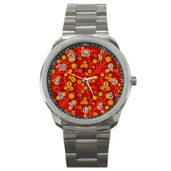 Seamless-pattern-slavic-folk-style Sport Metal Watch