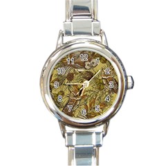 Forest-vintage-seamless-background-with-owls Round Italian Charm Watch