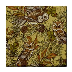 Forest-vintage-seamless-background-with-owls Tile Coaster