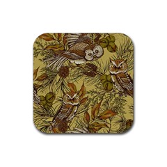 Forest-vintage-seamless-background-with-owls Rubber Coaster (square) by Jancukart