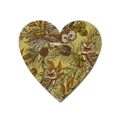 Forest-vintage-seamless-background-with-owls Heart Magnet by Jancukart