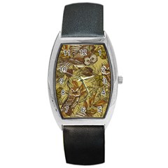 Forest-vintage-seamless-background-with-owls Barrel Style Metal Watch