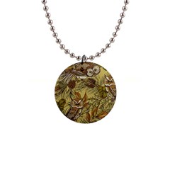 Forest-vintage-seamless-background-with-owls 1  Button Necklace by Jancukart