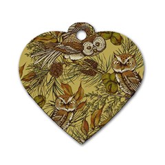 Forest-vintage-seamless-background-with-owls Dog Tag Heart (one Side)