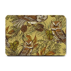 Forest-vintage-seamless-background-with-owls Small Doormat  by Jancukart