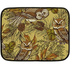 Forest-vintage-seamless-background-with-owls Double Sided Fleece Blanket (mini)  by Jancukart