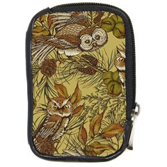 Forest-vintage-seamless-background-with-owls Compact Camera Leather Case