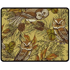 Forest-vintage-seamless-background-with-owls Fleece Blanket (medium) 