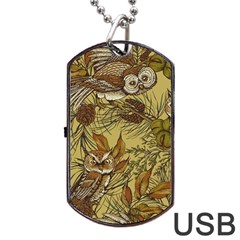 Forest-vintage-seamless-background-with-owls Dog Tag Usb Flash (one Side)