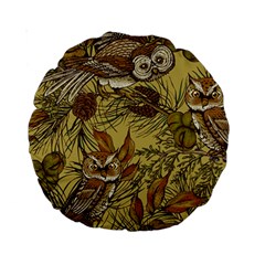 Forest-vintage-seamless-background-with-owls Standard 15  Premium Round Cushions by Jancukart