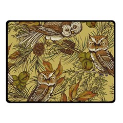 Forest-vintage-seamless-background-with-owls Double Sided Fleece Blanket (small)  by Jancukart