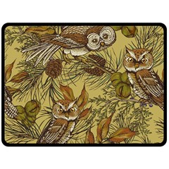 Forest-vintage-seamless-background-with-owls Double Sided Fleece Blanket (large) 