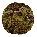 Forest-vintage-seamless-background-with-owls Large 18  Premium Flano Round Cushions Back