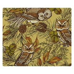 Forest-vintage-seamless-background-with-owls Double Sided Flano Blanket (small)  by Jancukart