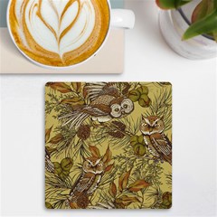 Forest-vintage-seamless-background-with-owls Uv Print Square Tile Coaster  by Jancukart