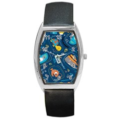 Seamless-pattern-vector-submarine-with-sea-animals-cartoon Barrel Style Metal Watch by Jancukart