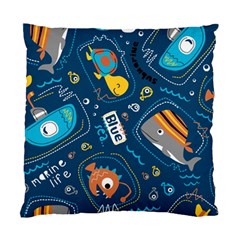 Seamless-pattern-vector-submarine-with-sea-animals-cartoon Standard Cushion Case (one Side)