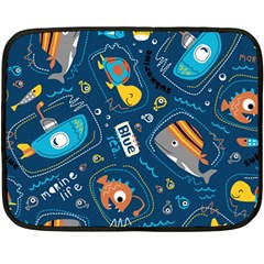 Seamless-pattern-vector-submarine-with-sea-animals-cartoon Double Sided Fleece Blanket (mini)  by Jancukart