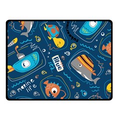 Seamless-pattern-vector-submarine-with-sea-animals-cartoon Fleece Blanket (small)