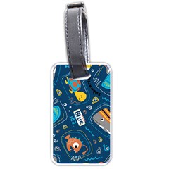 Seamless-pattern-vector-submarine-with-sea-animals-cartoon Luggage Tag (one Side) by Jancukart