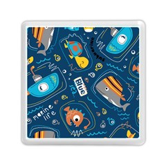 Seamless-pattern-vector-submarine-with-sea-animals-cartoon Memory Card Reader (square) by Jancukart