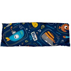 Seamless-pattern-vector-submarine-with-sea-animals-cartoon Body Pillow Case Dakimakura (two Sides)