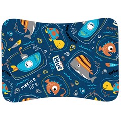 Seamless-pattern-vector-submarine-with-sea-animals-cartoon Velour Seat Head Rest Cushion by Jancukart