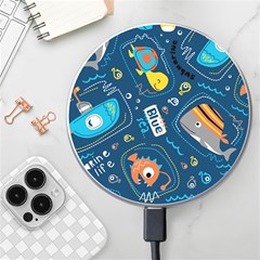 Seamless-pattern-vector-submarine-with-sea-animals-cartoon Wireless Charger by Jancukart