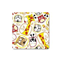 Vector-seamless-pattern-nice-animals-cartoon Square Magnet