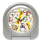 Vector-seamless-pattern-nice-animals-cartoon Travel Alarm Clock Front