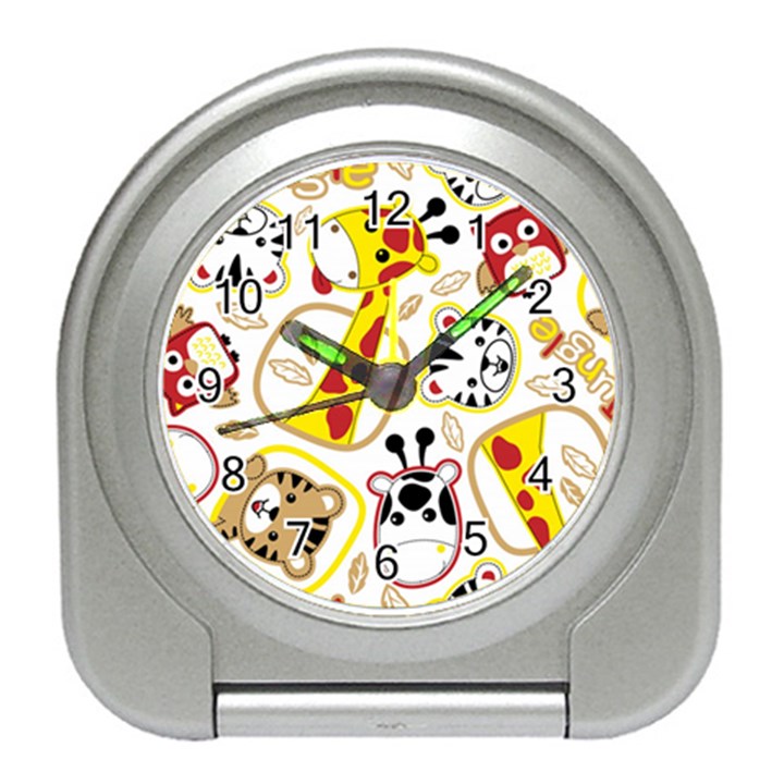 Vector-seamless-pattern-nice-animals-cartoon Travel Alarm Clock