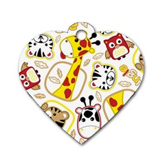 Vector-seamless-pattern-nice-animals-cartoon Dog Tag Heart (one Side)