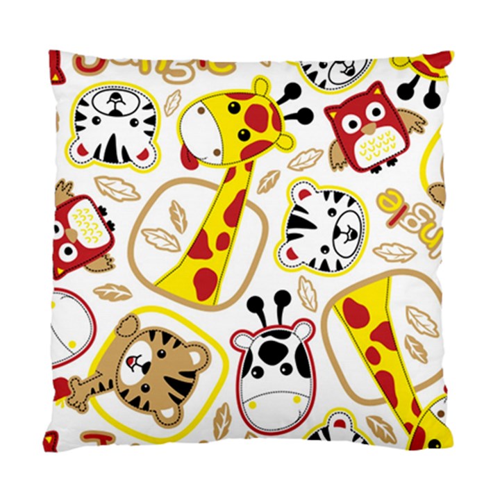 Vector-seamless-pattern-nice-animals-cartoon Standard Cushion Case (Two Sides)