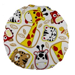 Vector-seamless-pattern-nice-animals-cartoon Large 18  Premium Round Cushions