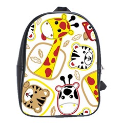 Vector-seamless-pattern-nice-animals-cartoon School Bag (xl)