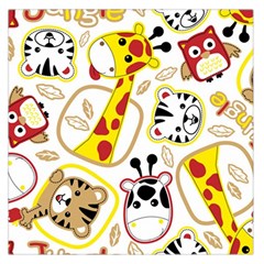 Vector-seamless-pattern-nice-animals-cartoon Square Satin Scarf (36  X 36 )