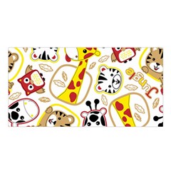 Vector-seamless-pattern-nice-animals-cartoon Satin Shawl 45  X 80 