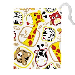 Vector-seamless-pattern-nice-animals-cartoon Drawstring Pouch (4xl) by Jancukart