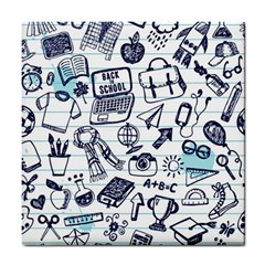 Hand-drawn-back-school-pattern Tile Coaster