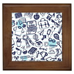 Hand-drawn-back-school-pattern Framed Tile by Jancukart