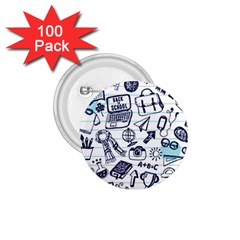 Hand-drawn-back-school-pattern 1 75  Buttons (100 Pack) 