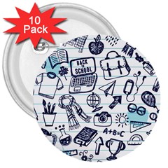 Hand-drawn-back-school-pattern 3  Buttons (10 Pack) 